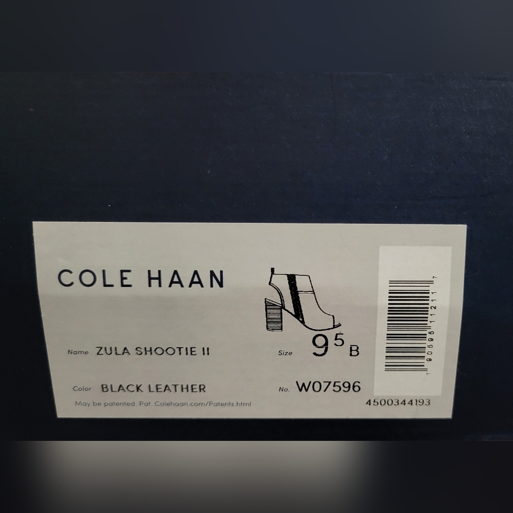 Cole Haan ZULA SHOOTIE II Block Heel Open Toe Shoe, Black leather, Size 9B - Picture 12 of 12